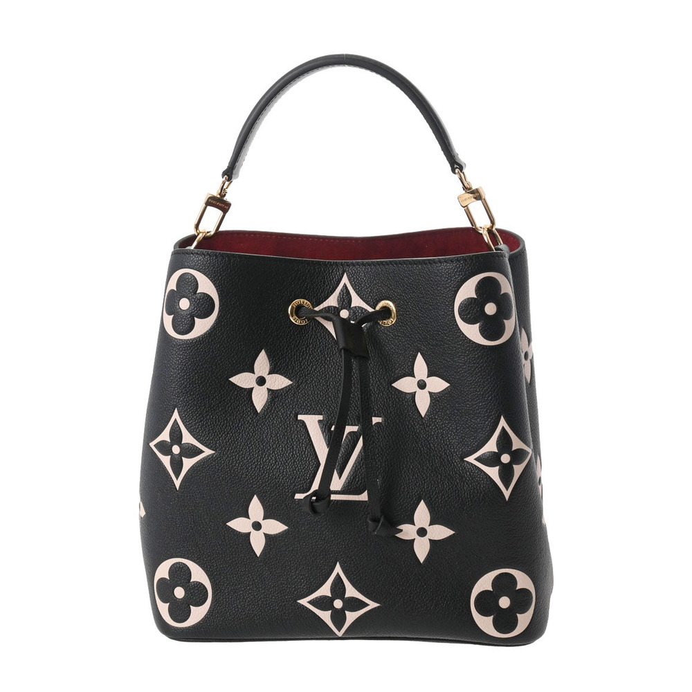 Louis Vuitton Black Tan Bag NeoNoe Grained Shoulder Empreinte Beige Leather - Picture 2 of 11